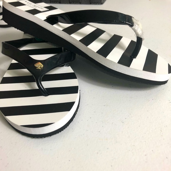 kate spade Shoes - KATE SPADE ♠️ NWT Milli black &wht flip flops SZ 8